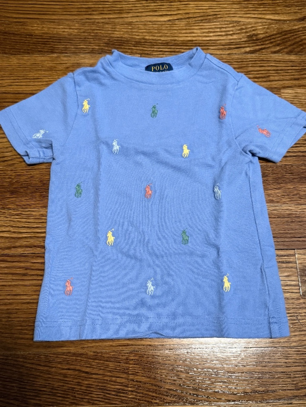 Polo Ralph Lauren Blue Tee Shirt with Colored Ponies Sz 2T